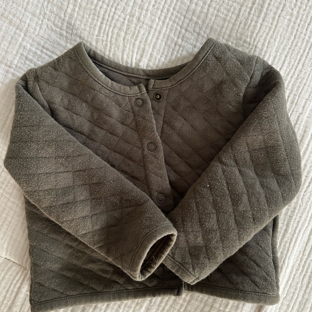 Quilted Kids Jacket in Olive